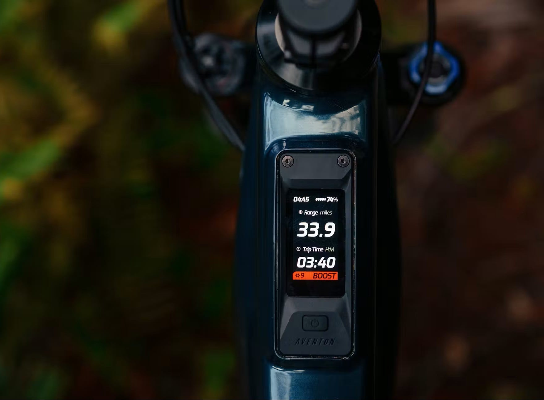 Top-tube display, range and trip time screen